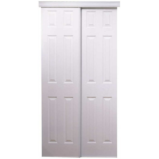 6 Panel Design Bypass Door White, 6 Panel Sliding Closet Doors