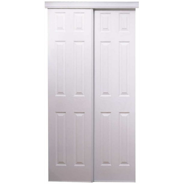 Home Décor Innovations 106 Series 6 Panel Design Bypass Door White 60x80in Com 6 Panel Design Bypass Door White, 6 Panel Sliding Closet Doors