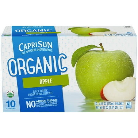 (4 Pack) Capri Sun Organic Apple Ready-to-Drink Soft Drink, 10 - 6 fl oz