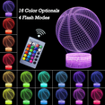 thumbnail image 2 of Basketball Night Light, 3D Illusion Lamp Basketball Lights for Kids Room, 16 Colors & Flashing Modes with Remote Control Opreated Dimmable Christmas Birthday Gifts for Boys Girls Kids Children Teen, 2 of 5