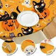 thumbnail image 4 of 44in Pumpkin Ghost Round Halloween Tablecloth with Elastic Edge Orange, Fitted Table Cover for 36-44" Tables, Polyester Reusable Table Cloths Wipe Clean for Picnic, Dining, Outdoor Use and Party Decor, 4 of 7