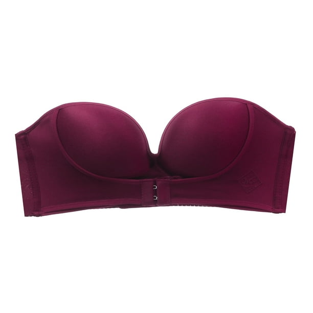 Womens Solid Color Wine Strapless Non Slip Adjustment Rimless Dress Bra F  Cup Bras Packs : : Clothing, Shoes & Accessories