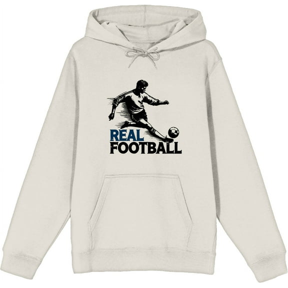 "Real Football" Sports Back to School Adult Sand Long Sleeve Hoodie-Medium