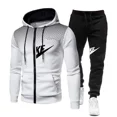 thumbnail image 2 of Nuevos conjuntos de Otoño Invierno de alta calidad para hombre, Sudadera con capucha y pantalones con cremallera, chándal informal, ropa deportiva masculina, ropa cálida, traje de sudor, 2 of 5