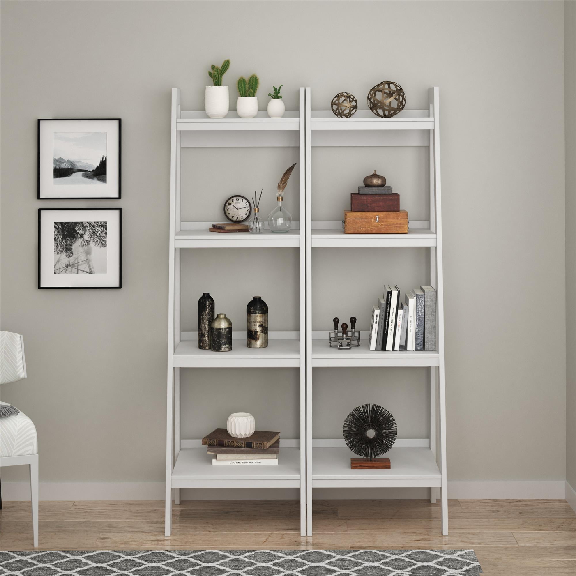 Ameriwood Home Hayes 4 Shelf Ladder Bookcase Bundle, White Walmart