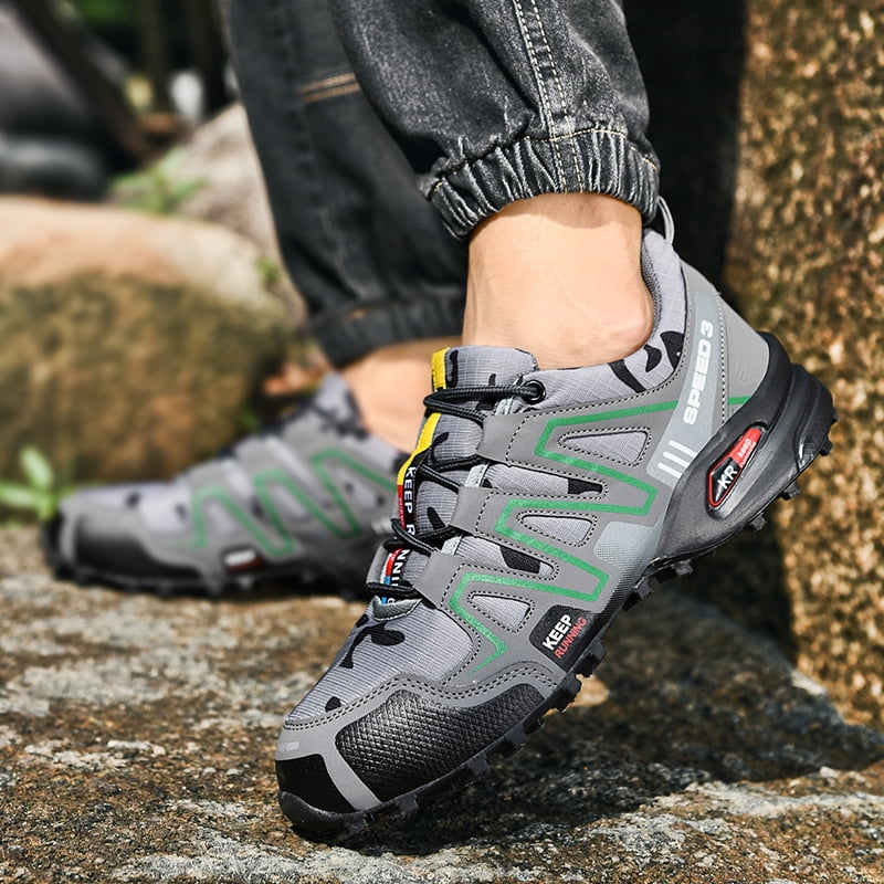 Summer Outdoor Men’s Hiking Sneakers Mesh Breathable Upper Anti Slip Soft Sole Shock Absorbing Comfortable Walking Shoes for Men Jungle Trail Mountain Adventure Travel