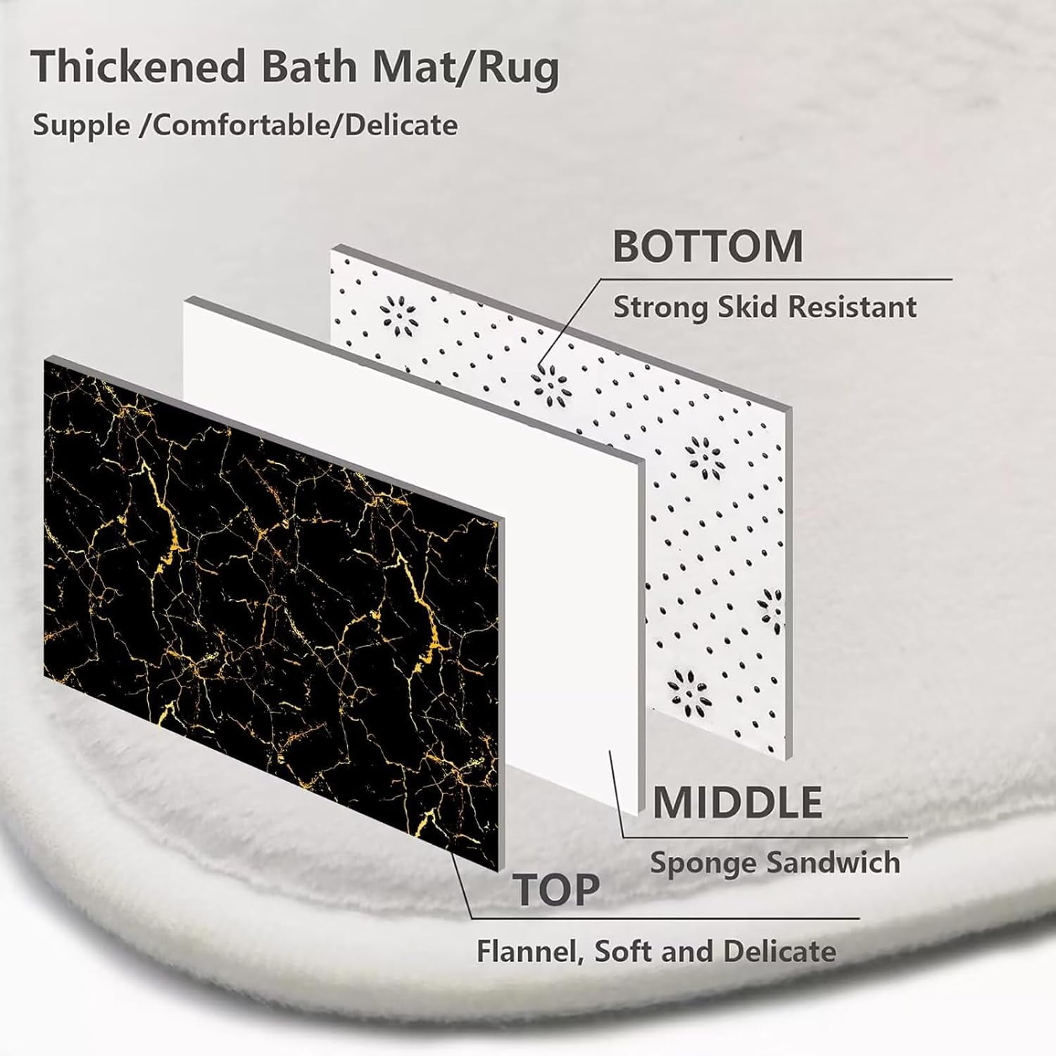 4 Pcs Shower Curtain Sets Black and Gold Marble Bathroom Sets with Shower Curtain and Rugs and Accessories Luxury Bathroom Curtain Decor Sets with 12 Hooks