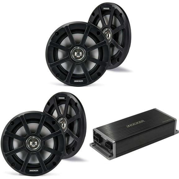Kicker Marine KPX300.4 Powersports & Motorcycle Amp & (2) 6.5" Speakers (2 Ohm )