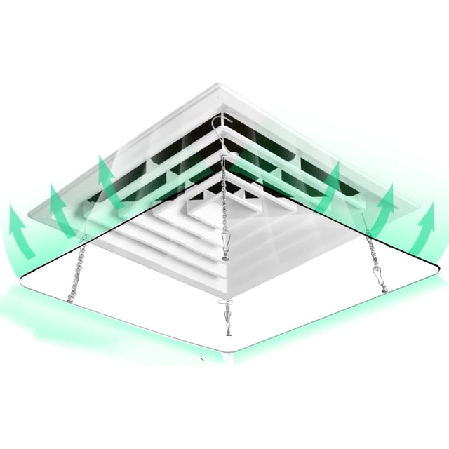 Air Conditioner Deflector Height Adjustment Square Air Conditioning Vent Cover, Air Vent Deflector for Commercial Office Ceiling AC Vents, Transparent (Color : Clear, Size : 30x30cm)