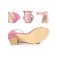 thumbnail image 2 of BLISSFUL STEP High Block Heel Buckle Ankle Strap Sandals for Women Pink 10, 2 of 6