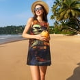 thumbnail image 3 of Balery Vintage Floral Skull Vestidos de verano para mujer con estampado: vestido holgado sin mangas, vestido playero informal y cómodo para días calurosos., 3 of 7