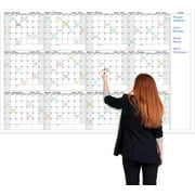 Large Dry Erase Calendar for Wall – Yearly Wall Calendar Dry Erase, 37" x 57.9", 12-Month Undated Blank Calendar Planner, Reusable Laminated Task Organizer, Great for Office, Classroom, Home