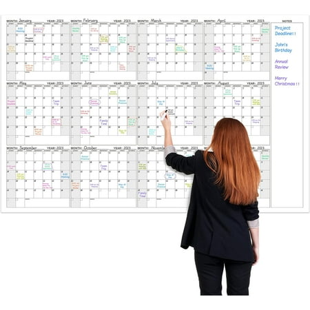Large Dry Erase Calendar for Wall – Yearly Wall Calendar Dry Erase, 37" x 57.9", 12-Month Undated Blank Calendar Planner, Reusable Laminated Task Organizer, Great for Office, Classroom, Home