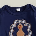 thumbnail image 6 of GYRATEDREAM Newborn Baby Boy Girl Thanksgiving Day Outfit Infant Long Sleeve Turkey Print Romper Bodysuit Top Pant Set 2Pcs Toddler Fall Winter Clothes Blue for 0-18 Months, 6 of 8