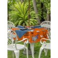 thumbnail image 2 of Outdoor Tablecloth with Umbrella Hole and Zipper, Orange Halloween Round Table Cloth 60 Inch Waterproof Tablecloth, Cat Bat Ghost Pumpkins Picnic Table Cover for Patio Camping, 2 of 7