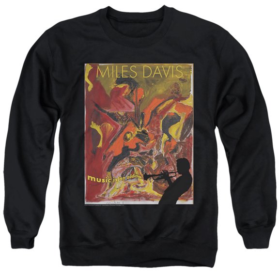 Miles Davis Music Is An Addiction Adult Crewneck Sweatshirt Black