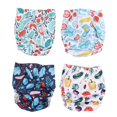 thumbnail image 1 of 4 Pcs Baby Reusable Pocket Nappy Diaper Machine Washable Cloth Diaper for Newborn Babies, 1 of 4