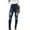 Blue, variant on WREESH Womens Jeans Fashion Pocket Solid Denim Pants Female Hole Bottom Casual Long Pants Blue