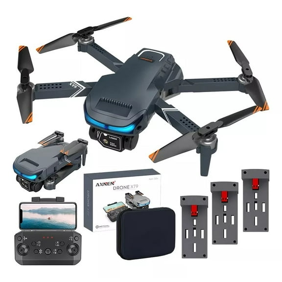Mini drone Axnen 4K XT9 3 Battery con dual cámara HD 2.4GHz 3 baterías Oscuro Gris
