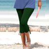 thumbnail image 1 of Femmes Pantalons Femmes Été Décontracté Cordon Solide Recadrée Pantalons Armée Vert M, 1 of 5