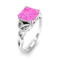 thumbnail image 4 of Rosec Jewels Solitaire Lab Grown Pink Sapphire Celtic Ring - 8 mm Asscher Cut - AAAA Grade, 925 Sterling Silver, US 12.00, 4 of 9