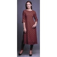 thumbnail image 3 of Bimba Printed Long Kurti Dress Straight Tunic 3/4 Sleeve Dresses For Women Top, 3 of 6
