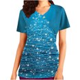 thumbnail image 2 of Fiudx Camisas para Mujer Blusa de Manga Corta con Cuello En V para Mujer, Uniforme de Pascua con Bolsillos Impresos, Blusa de Enfermería, 2 of 5