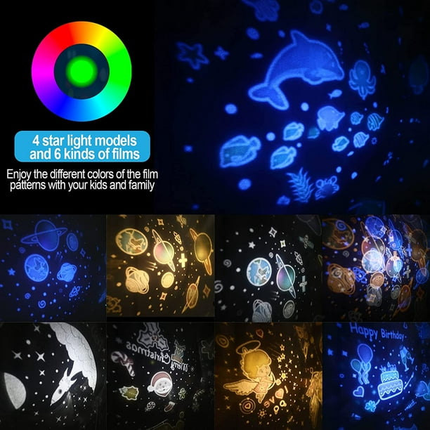 Projecteur Lumiere Bebe,3 Modèles 5 Films Magie 360° Rotation