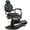 Black with Brown Frame, variant on Vintage Barber Chair All Purpose Heavy Duty, Hydraulic Recline Salon Beauty Styling Chair Retro, 360 Degree Swivel for Hair Stylist Tattoo, Round Base, Tufted Button