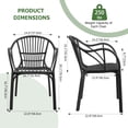 thumbnail image 4 of Avaloomia Home Outdoor Dining Chairs Set of 4, All Weather Stackable Plastic Patio Chairs with Armrest & Anti-Slip for Garden Porch Deck Kitchen No Assembly, Black, 4 of 7