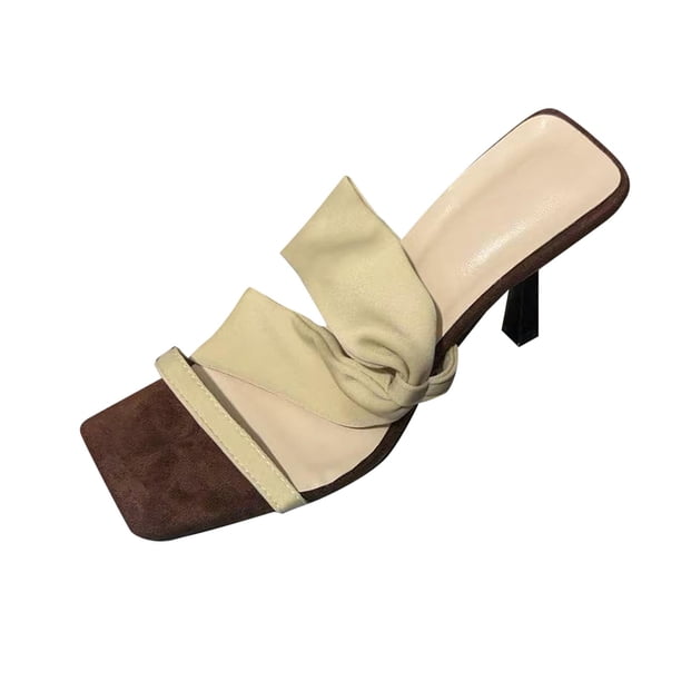Mujeres Zapatillas Del Nudo de la Pata Abierta Del Dedo Del Pie de la Mula de Satén, Zapatillas Casuales Cómodas de la Primavera Del Verano Del Tamaño Más de las Mujeres