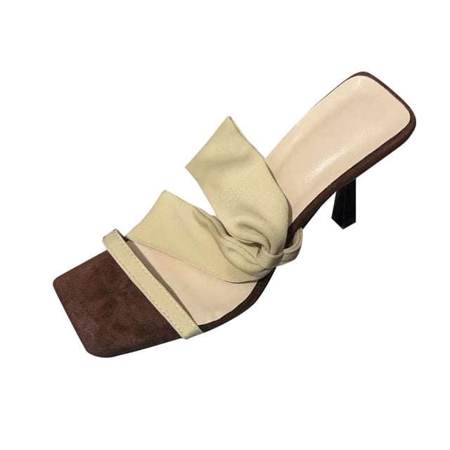 Mujeres Zapatillas Del Nudo de la Pata Abierta Del Dedo Del Pie de la Mula de Satén, Zapatillas Casuales Cómodas de la Primavera Del Verano Del Tamaño Más de las Mujeres