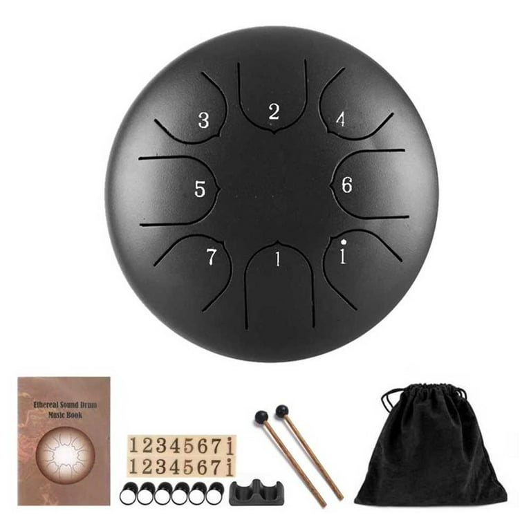 Tongue Drum 6 Inch Carbon Steel Musical Instrument Notes Pan Drum with Finger Cots Tutorial Carry - Walmart.com