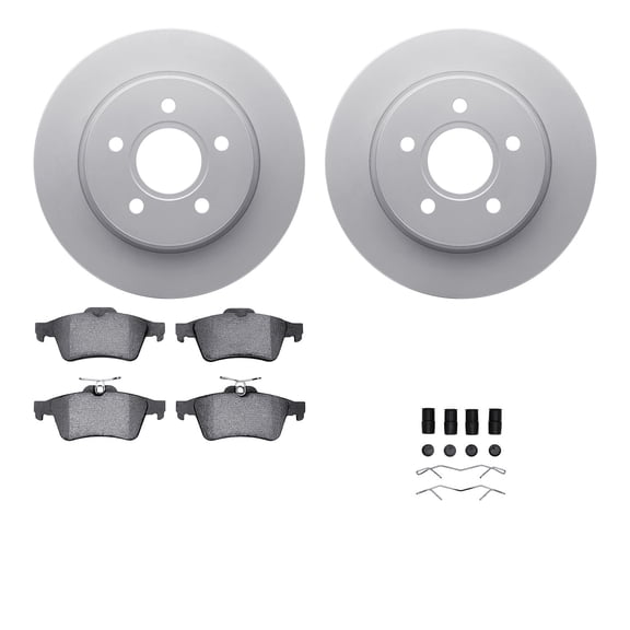 Dynamic Friction Company Rear Geospec Brake Rotors with 5000 Euro Ceramic Brake Pads includes Hardware 4612-54016
