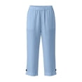 thumbnail image 3 of Girl Clothes Trendy Stylish Cotton Linen Capri Pants for Girls 2026 Knee Length Summer Capris Straight Leg Loose Beach Bermuda Shorts with Pocket, 3 of 4
