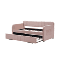 thumbnail image 5 of Tcbosik Twin Size Upholstered Velvet Daybed with Trundle, Sofa Bed with Side Pocket for Bedroom, Living Room, Wood Slats Support, Space Saving, Pink, 5 of 10
