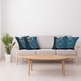thumbnail image 4 of Ambesonne Floral Throw Pillow Cover 4 Pack, Swirled Flower Petals, 18", Petrol Blue Dark Blue, 4 of 5