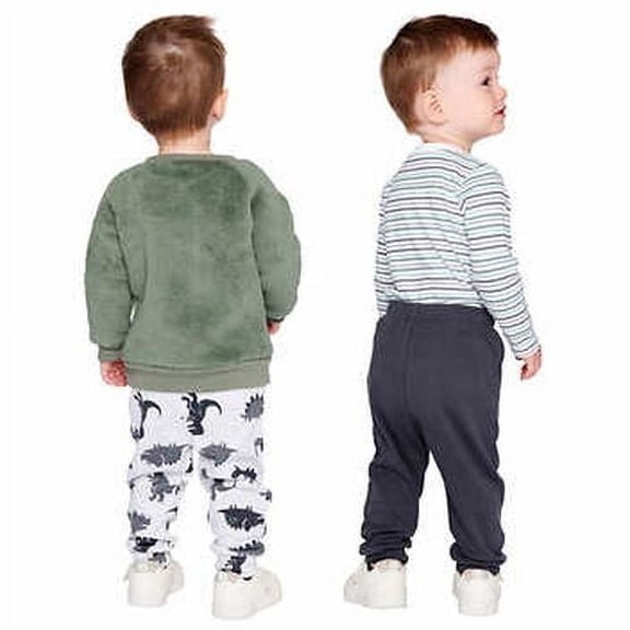 Baby Boys 4Pc Plush Top w/Long Sleeve Bodysuit & Pants Set 18M Dinosaur Theme