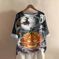 thumbnail image 7 of Godom Halloween T Shirts for Women Oversized Shirt Ghost Graphic Button Casual Short Sleeve Tees, 7 of 7
