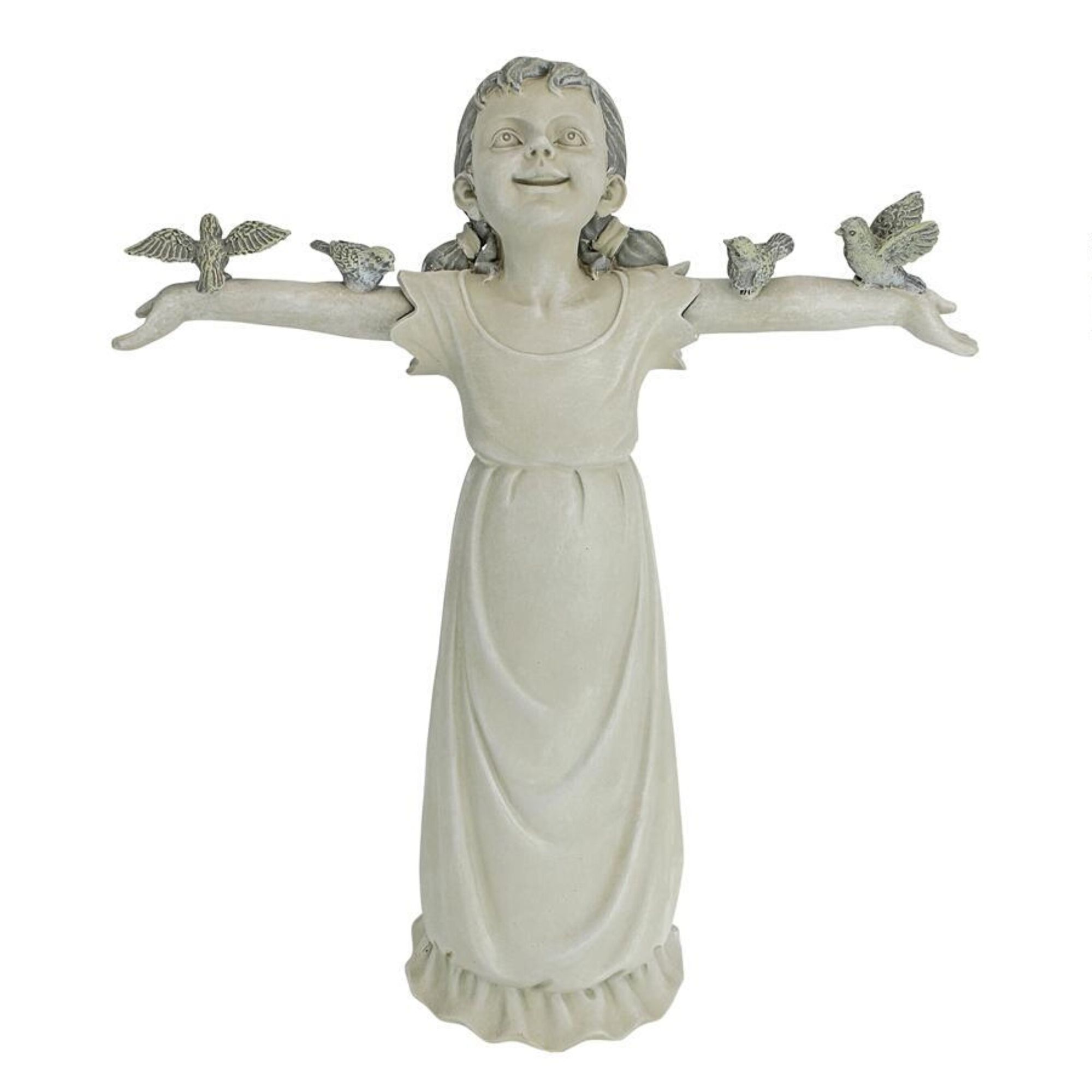 18" Gray Basking in God's Glory Little Girl Outdoor Garden Statue