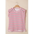 thumbnail image 5 of Chic Red Stripe Textured Knit Short Sleeve Tee for Women – Ideal for Daily Wear, L, 5 of 11