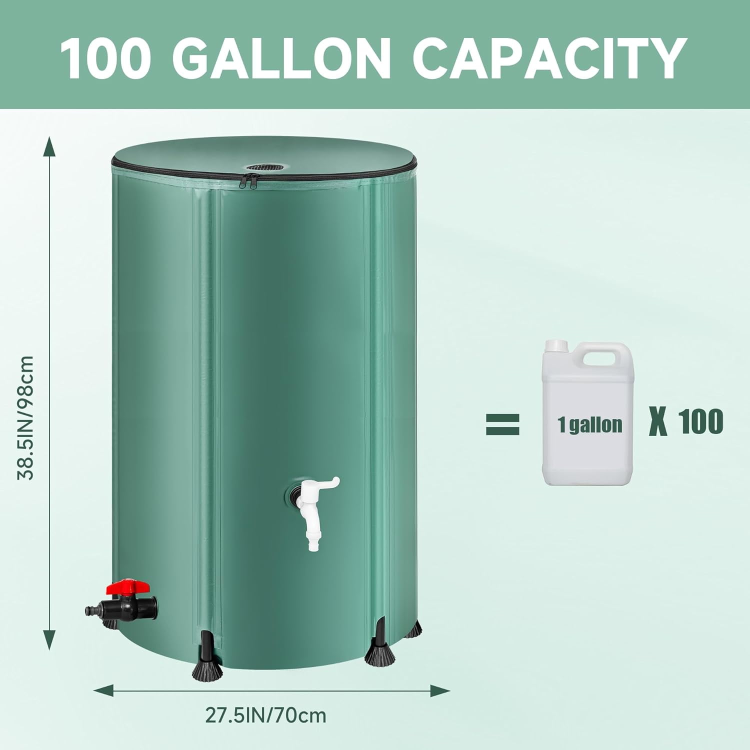 Collapsible Rain Barrel Water Storage Containers-53 Gallon Portable Rainwater Collect System Water Tank to Collect Rainwater from Gutter Downspout Water Catcher with Spigots,Filter＆Overflow Kits