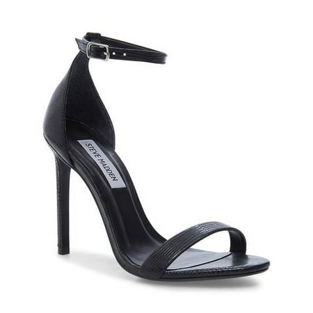 Steve Madden Brandie Black Rounded Open Toe Ankle Strap Heeled Fashion Sandal
