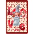 thumbnail image 1 of Lindo gnomo de San Valentín sobre fondo de corazones sin costuras, letreros de metal vintage, letrero de hojalata decorativo, póster de metal de 12 x 8 pulgadas, 1 of 3