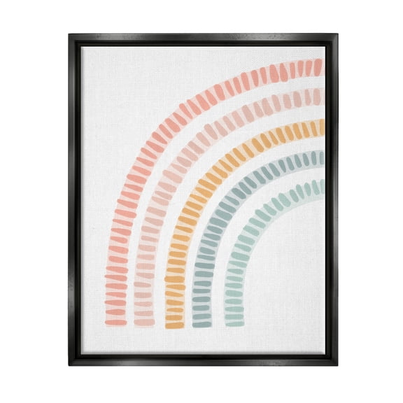 Stupell Industries Minimal Pastel Rainbow Landscape Painting Black Floater Framed Canvas Art Print Wall Art, 17 x 21
