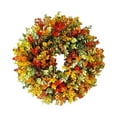 thumbnail image 2 of 18 Inch Artificial Fall Wreath for Front Door with Orange Eucalyptus Leaves, Autumn Thanksgiving Wreath for Farmhouse Indoor Outdoor Home Decor, Plastic, 2 of 6