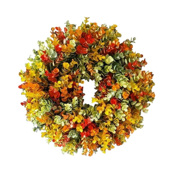 18inch Fall Wreaths Orange Thanksgiving Wreath with Forsythia Flower Farmhouse Fall Wreaths for Front Door for Autumn Thanksgiving Home Garden Decorations-Multicolor