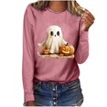 thumbnail image 5 of Drses‌‌ ‌‌‌Women's Spooky Crewneck T-Shirt - Cute Ghost Printed Top Halloween Gift Idea Crewneck Long Sleeve Casual Pullover‌ Shirt‌, 5 of 7