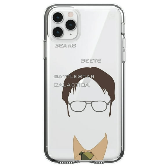 DistinctInk Clear Shockproof Hybrid Case for iPhone 11 Pro (5.8" Screen) - TPU Bumper, Acrylic Back, Tempered Glass Screen Protector - BEARS BEETS BATTLESTAR GALACTICA