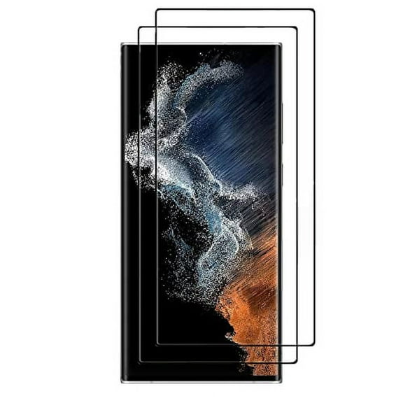 AISELAN [2 Pcs] Black Anti-Scratch Easy Installation Tempered Glass Screen Protector for Samsung Galaxy S22 ultra 5G